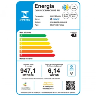 Ar Condicionado Split Hi Wall Gree G-Diamond Inverter 24000 BTUS Quente e Frio 220V Preto Ar Condicionado Split Hi Wall Gree G-Diamond Inverter 24000 BTUS Quente e Frio 220V Preto